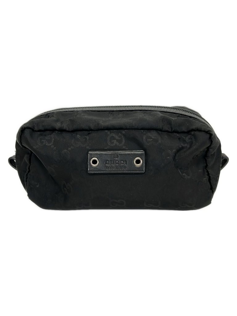 Gucci Pouch Gg Pattern Black Leather